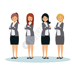 女商务人士的卡通人物 女上班族团队 韦克托图片