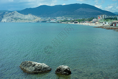 海景与岩石 在水底背景水面天空海洋季节地形旅游旅行海滩图片