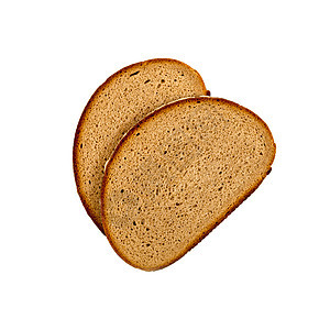 两块新鲜烤面包切片 被白背景隔绝图片