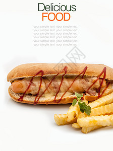 美味的热狗自制风格小吃面包香肠芝麻蔬菜早餐食物包子脂肪垃圾图片