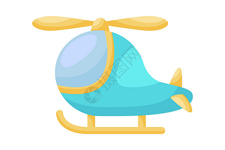 白色背景上的可爱蓝色直升机 儿童卡的卡通运输婴儿送礼会生日邀请屋内部 卡通风格的鲜艳的幼稚矢量插图图片