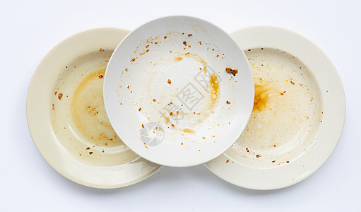 白色背景的脏盘子概念餐厅陶器果汁打扫厨房餐具菜肴刀具家务图片