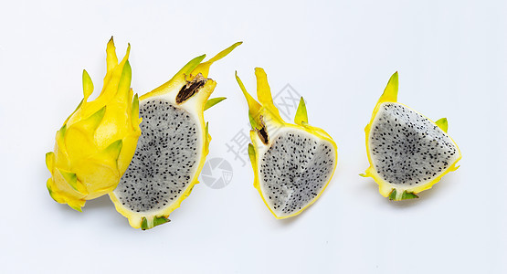 黄鱼或白背景的龙果种子柠檬异国团体热带情调营养维生素叶子饮食图片