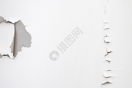 房子天花板上的白色油漆剥落 屋下水泥划痕建筑风化草图裂缝水分维修地面地震图片