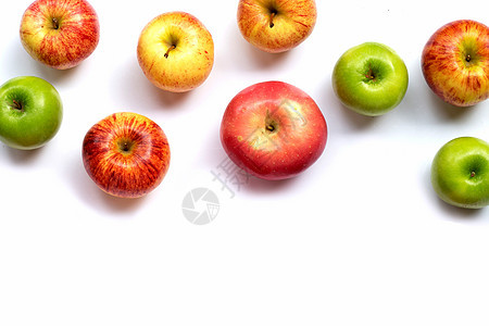 白色背景的新鲜多汁苹果甜点小吃橙子团体食物油桃营养水果饮食图片