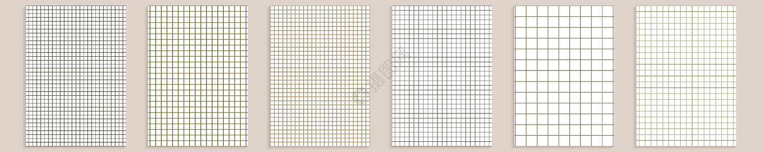 网格纸套装 抽象方形背景与彩色图表 学校 壁纸 纹理 笔记本的几何图案 在透明背景上隔离的内衬空白 A4 毫米图网格插图学习蓝色图片