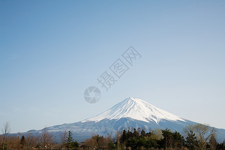 来自川口湖的藤森山地标树叶反射蓝色旅行火山花园场景日落寺庙图片