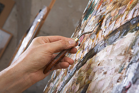 艺术家用帕莱特刀绘画画笔教育工作职业女性女孩帆布调色板刷子女士图片