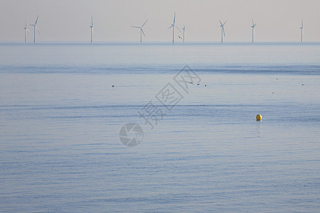 海洋风力农场公园蓝色力量绿色环境技术海景风车海岸线发电机图片