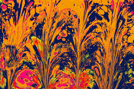 Ebru 大理石纹艺术与花卉图案 抽象背景模板墙纸装饰品艺术品大理石模式效果水彩工艺脚凳火鸡图片