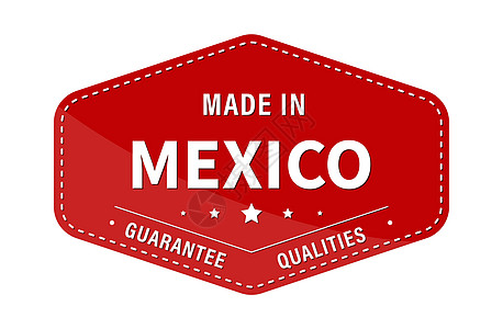 墨西哥制造保证质量 标签贴纸或商标 它制作图案矢量图片