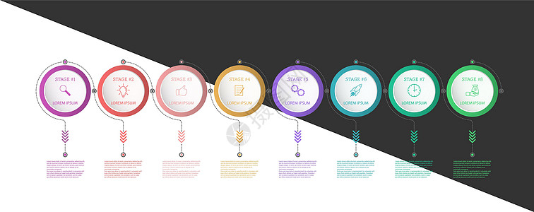 信息图表 带有象形图的矢量模板 用于商业和金融流程图 网站横幅和演示文稿营销动力学项目命令行动绘画战略生产空白报告图片