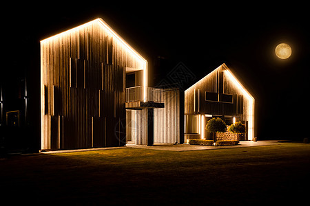 夜里的房子建筑住址小木屋建筑学旅游平房财产外观小屋照明图片