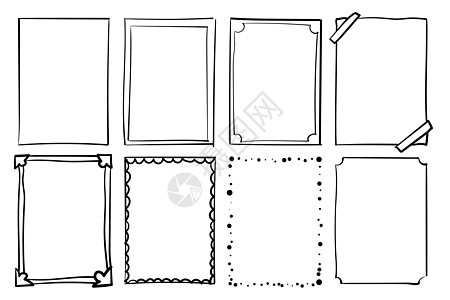 手绘框架 一手拉涂鸦简单的盒子 矢量空绘图照片边框图片