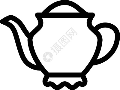 茶壶白色食物巧克力艺术标识早餐咖啡黑色插图厨房图片