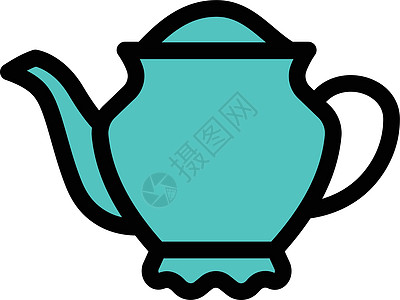 茶壶艺术巧克力黑色标识厨房杯子白色早餐食物插图图片