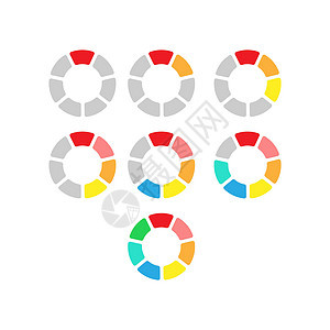 用户界面的一组彩色饼图 具有步骤部分或阶段的圆形图 用于 web 和图形设计的圆形信息图表模板图片