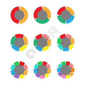 用户界面的一组彩色饼图 从 2 到 10 的阶段的圆形图 用于 web 和图形设计的圆形信息图表模板库存训练营销绘画空白商业概念图片