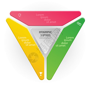 三角形信息图表 三角图分为3部分库存概念战略营销绘画成就插图商业草图动力学图片
