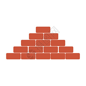 金字塔砖墙 彩色图标 在白色背景上孤立的矢量图图片
