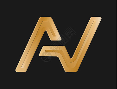 程式化的小写字母 A 和 V 由一条线连接 用于徽标字母组合和创意设计图片