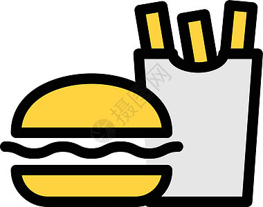 汉堡薯条芝士土豆标签苏打菜单餐厅小吃食物插图海报背景图片