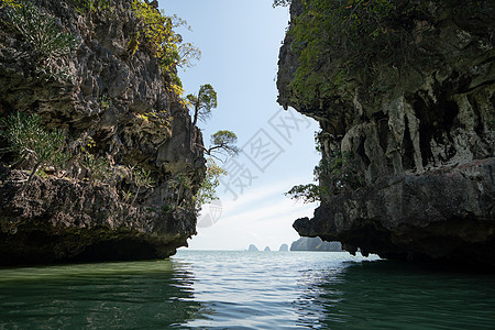 Koh Hong 泰国PhangNga湾Hong Island的Tham Lot洞穴悬崖旅行观光独木舟海洋旅游吸引力异国岩石游客图片