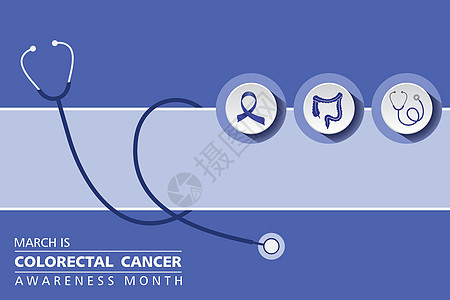 结直肠癌宣传月每年 3 月举行安全解剖学丝带直肠横幅手术帮助蓝色保健插图图片