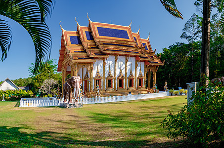 Khak Kak寺 佛教庙宇Khuek Khak寺在阳光明媚的一天佛陀建筑金子纪念碑寺庙佛教徒旅行精神假期旅游图片