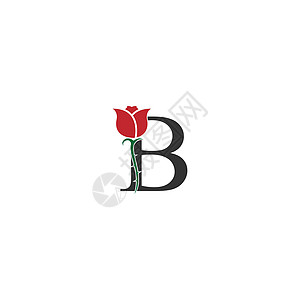 字母 B 标志图标与玫瑰设计 vecto图片