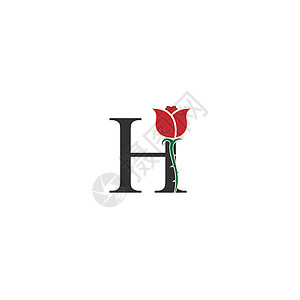 字母 H 标志图标与玫瑰设计 vecto图片