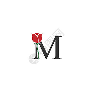 字母 M 标志图标与玫瑰设计 vecto图片