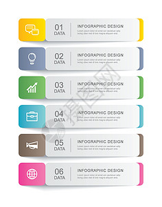 6 数据信息图表标签纸细线索引模板 矢量图抽象背景 可用于工作流布局业务步骤横幅网页设计推介会网站日程折纸生长广告成功插图菜单小图片