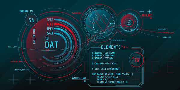 音频产品计算机 HUD 接口与编码的构成高科技技术建筑学信息电脑数据展示海报造型界面插画