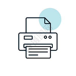 打印机矢量轮廓图标 办公室标志打印激光墨水传真喷射文档技术插图商业机器图片