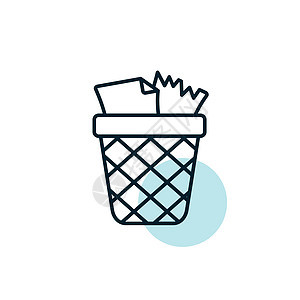 废纸篓大纲图标 工作区信号生态篮子垃圾桶垃圾箱环境垃圾插图按钮回收图片