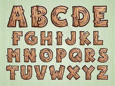 木制字母表制作图案矢量图片