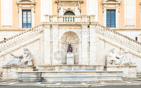 在意大利罗马 皮拉佐参议员的楼梯 由米开朗基罗拍摄 文艺复兴杰作首都艺术城市历史地标旅行正方形文化广场建筑图片