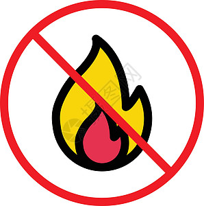 受限制的营火圆形标语风险安全警告禁令插图警报白色图片