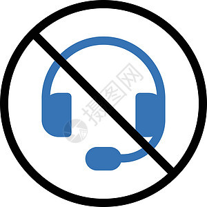 不允许配饰禁令耳机红色警告圆形音乐工具插图技术背景图片