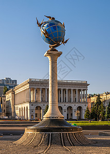 乌克兰基辅零千米标志旅行首都纪念碑名胜地方广场胡同建筑学旅游历史图片