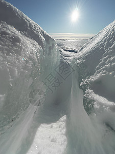 晴朗冬日的冰坡蓝色透明的冰纯蓝的天空长长的影子纯净的白雪覆盖的处女地结晶晴天场地水晶爬坡生地太阳脆皮天气环境图片