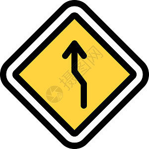 曲线指针插图木板小路警告运输街道黑色指导危险图片