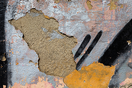 旧脏混凝土墙的质地崎岖纸板古董艺术石膏裂缝建筑学街道墙纸材料图片