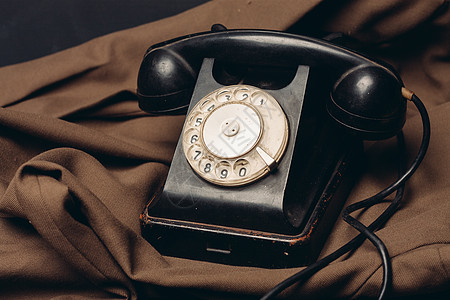 古老式的旧式通信用棕色布料商业听筒拨号蓝晶技术横幅讲话黑色明信片数字图片