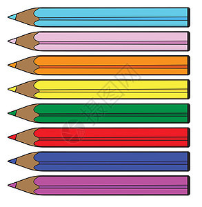 一组彩色笔教育创造力染色紫色绿色红色插图艺术绘画蓝色图片