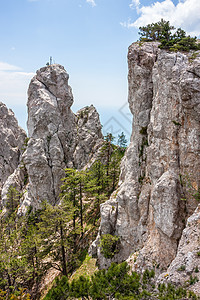 克里米亚山脉天空城市旅游高度顶峰石头假期海岸高地森林图片