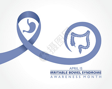 月观察到的肠易激综合症 IBS 意识月的病媒说明肠胃丝带横幅插图世界癌症饮食国家预防疾病图片