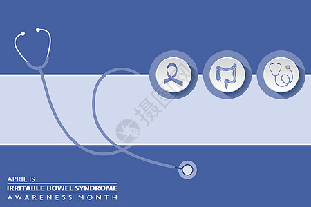 月观察到的肠易激综合症 IBS 意识月的病媒说明横幅饮食丝带肠胃症状世界治愈活动预防插图图片