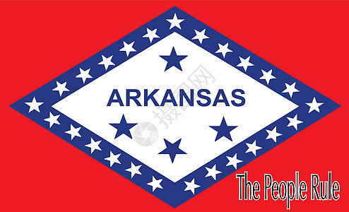 阿肯色州与莫托的旗旗艺术品旗帜蓝色绘画横幅星星红色座右铭插图人民图片